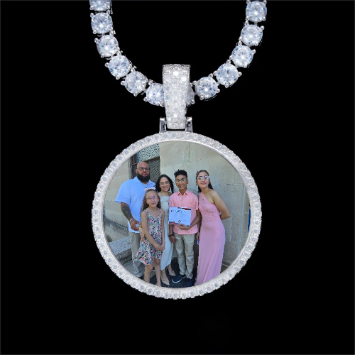 925S & VVS Moissanite 3D Circle Custom Picture Pendant