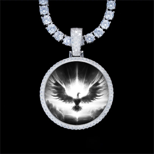 925S & VVS Moissanite 3D Circle Custom Picture Pendant
