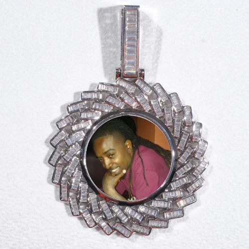 Large 3D Baguette Custom Picture Pendant