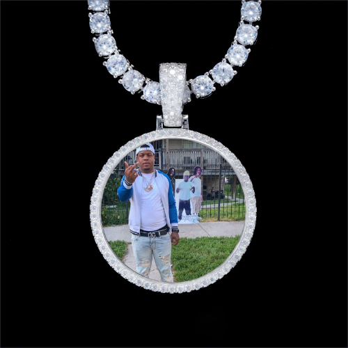 925S & VVS Moissanite 3D Circle Custom Picture Pendant