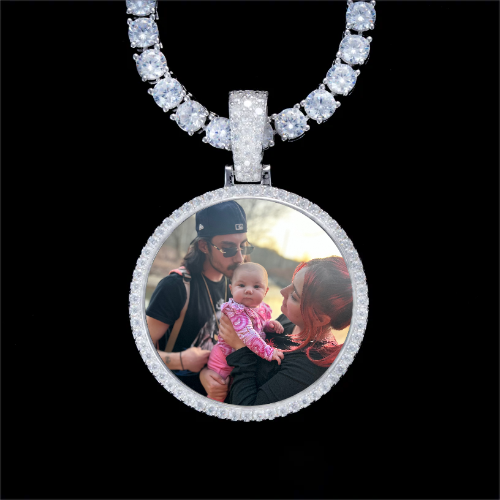 925S & VVS Moissanite 3D Circle Custom Picture Pendant