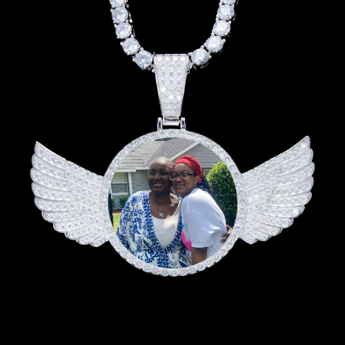 925S & VVS Moissanite 3D Wing Custom Picture Pendant