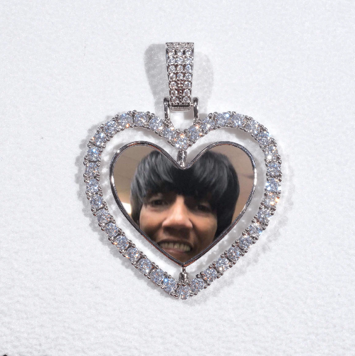 3D Spinning 2-Faced Heart Custom Picture Pendant