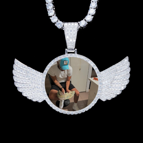 925S & VVS Moissanite 3D Wing Custom Picture Pendant