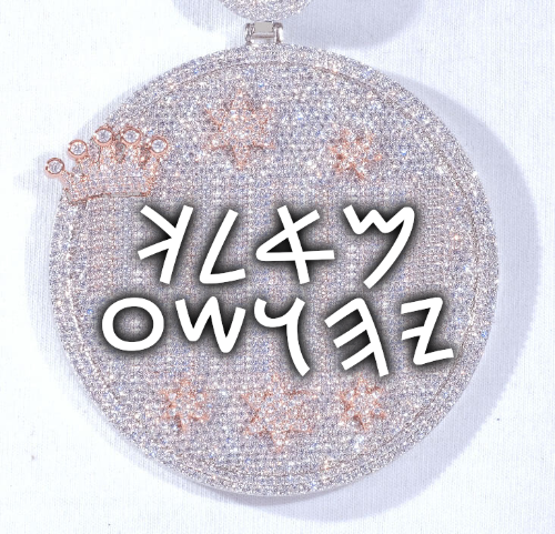 CUSTOM LETTER NECKLACE 3D BIG CROWN DISC