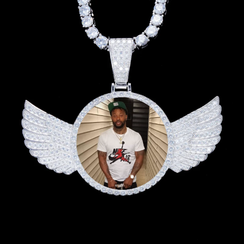 925S & VVS Moissanite 3D Wing Custom Picture Pendant
