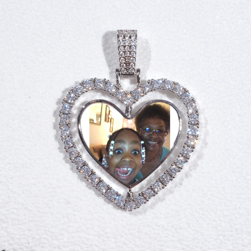 3D Spinning 2-Faced Heart Custom Picture Pendant