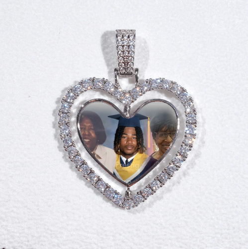 3D Spinning 2-Faced Heart Custom Picture Pendant