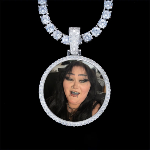 925S & VVS Moissanite 3D Circle Custom Picture Pendant
