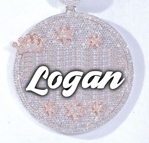CUSTOM LETTER NECKLACE 3D BIG CROWN DISC