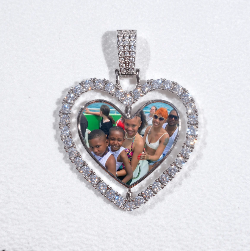 3D Spinning 2-Faced Heart Custom Picture Pendant
