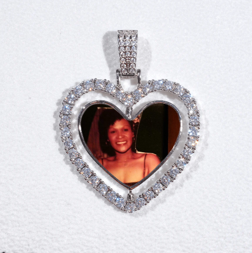 3D Spinning 2-Faced Heart Custom Picture Pendant