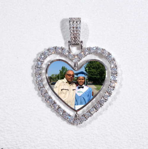 3D Spinning 2-Faced Heart Custom Picture Pendant