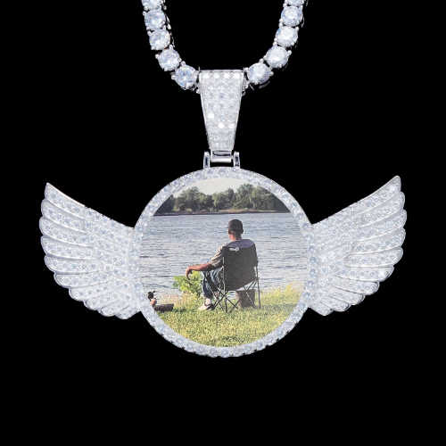 925S & VVS Moissanite 3D Wing Custom Picture Pendant