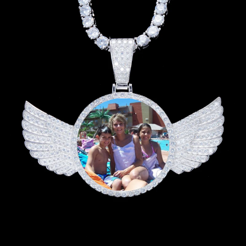 925S & VVS Moissanite 3D Wing Custom Picture Pendant