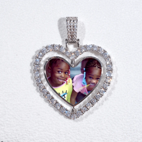 3D Spinning 2-Faced Heart Custom Picture Pendant