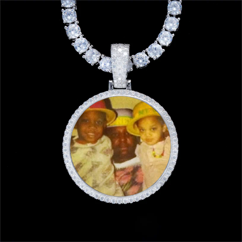 925S & VVS Moissanite 3D Circle Custom Picture Pendant