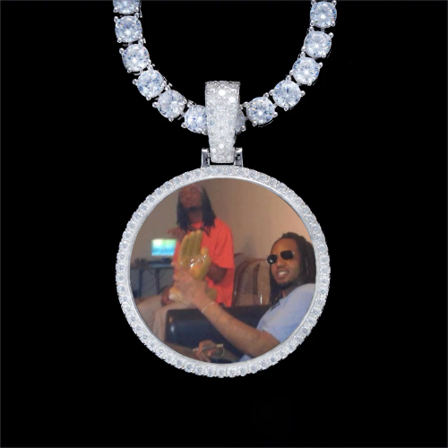 925S & VVS Moissanite 3D Circle Custom Picture Pendant