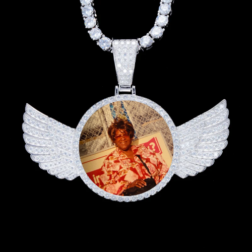 925S & VVS Moissanite 3D Wing Custom Picture Pendant