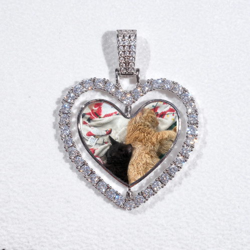 3D Spinning 2-Faced Heart Custom Picture Pendant