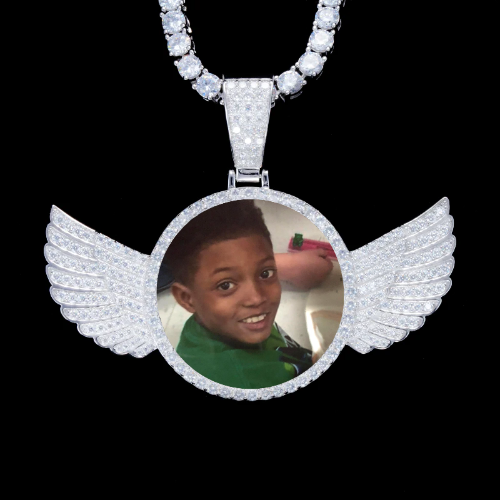 925S & VVS Moissanite 3D Wing Custom Picture Pendant