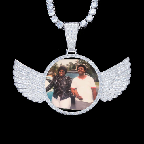 925S & VVS Moissanite 3D Wing Custom Picture Pendant