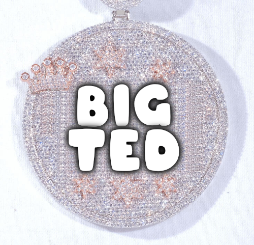 CUSTOM LETTER NECKLACE 3D BIG CROWN DISC