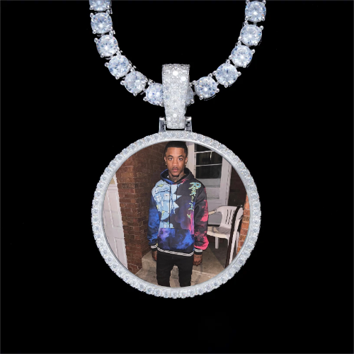 925S & VVS Moissanite 3D Circle Custom Picture Pendant