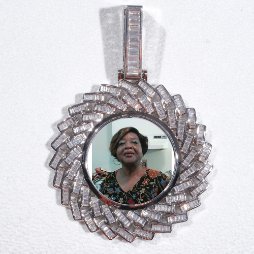 Large 3D Baguette Custom Picture Pendant