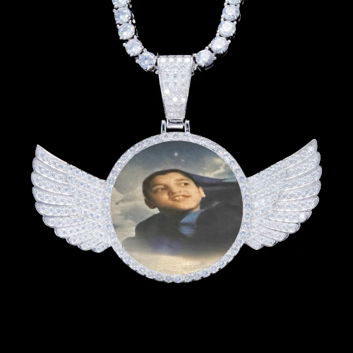 925S & VVS Moissanite 3D Wing Custom Picture Pendant
