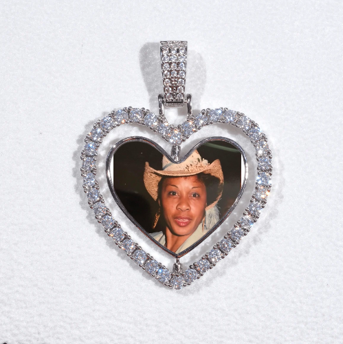 3D Spinning 2-Faced Heart Custom Picture Pendant