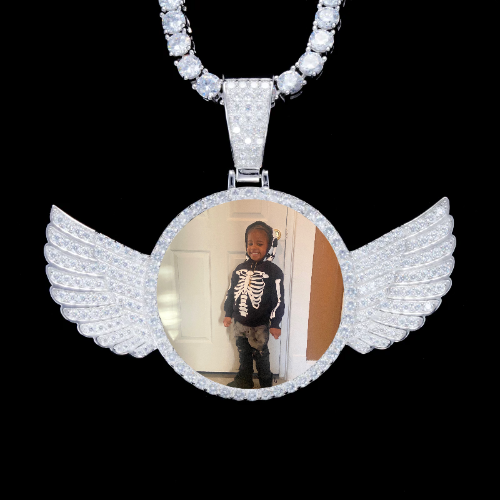 925S & VVS Moissanite 3D Wing Custom Picture Pendant