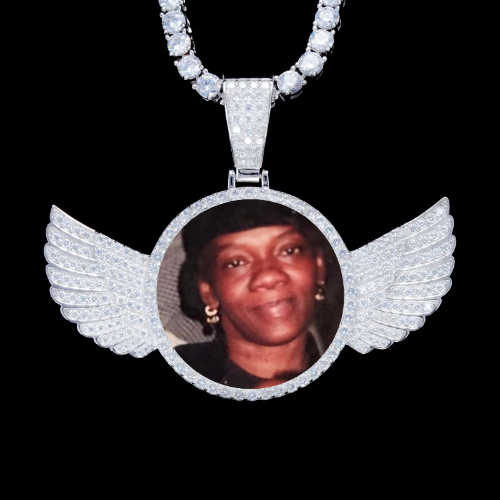 925S & VVS Moissanite 3D Wing Custom Picture Pendant