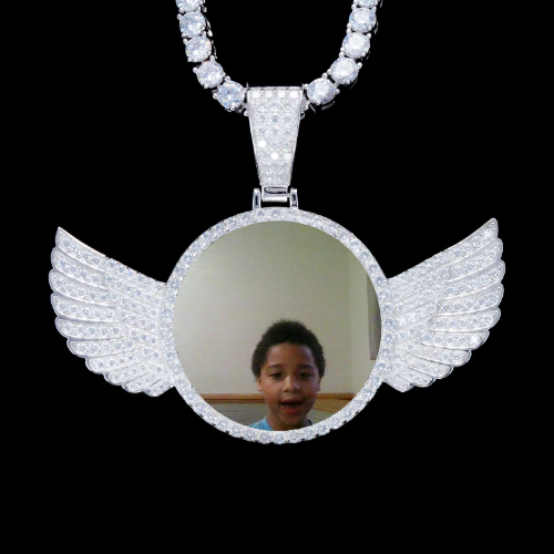 925S & VVS Moissanite 3D Wing Custom Picture Pendant