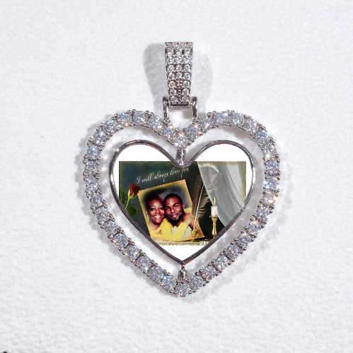 3D Spinning 2-Faced Heart Custom Picture Pendant