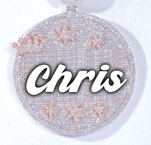 CUSTOM LETTER NECKLACE 3D BIG CROWN DISC
