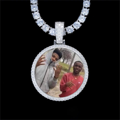925S & VVS Moissanite 3D Circle Custom Picture Pendant