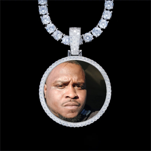 925S & VVS Moissanite 3D Circle Custom Picture Pendant
