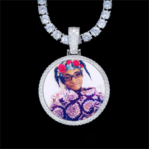 925S & VVS Moissanite 3D Circle Custom Picture Pendant