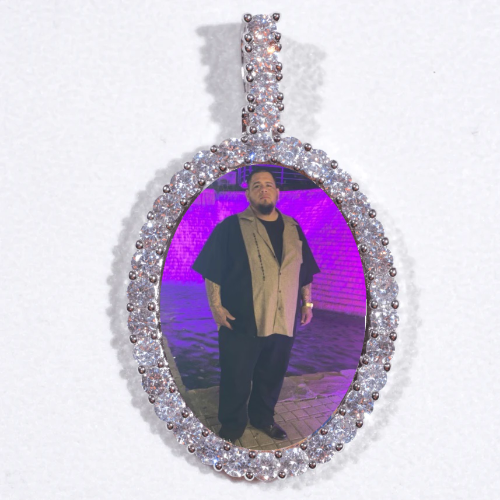 Large 3D Oval Custom Picture Pendant