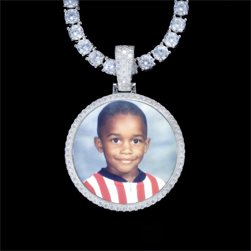 925S & VVS Moissanite 3D Circle Custom Picture Pendant