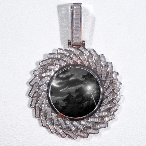 Large 3D Baguette Custom Picture Pendant
