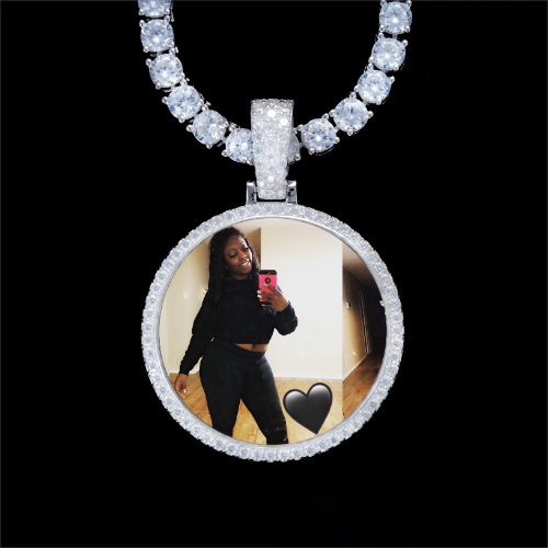 925S & VVS Moissanite 3D Circle Custom Picture Pendant