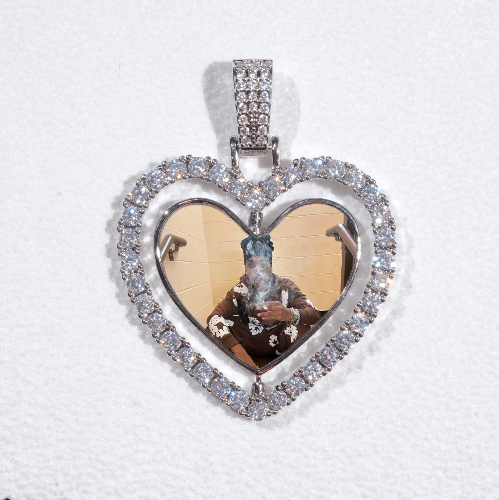 3D Spinning 2-Faced Heart Custom Picture Pendant