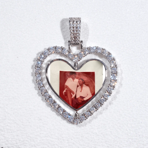 3D Spinning 2-Faced Heart Custom Picture Pendant