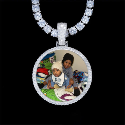 925S & VVS Moissanite 3D Circle Custom Picture Pendant