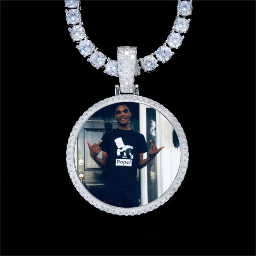 925S & VVS Moissanite 3D Circle Custom Picture Pendant