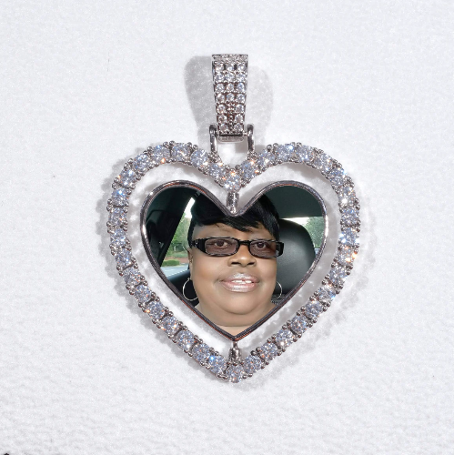 3D Spinning 2-Faced Heart Custom Picture Pendant
