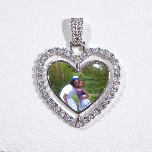 3D Spinning 2-Faced Heart Custom Picture Pendant