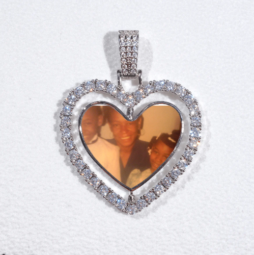 3D Spinning 2-Faced Heart Custom Picture Pendant